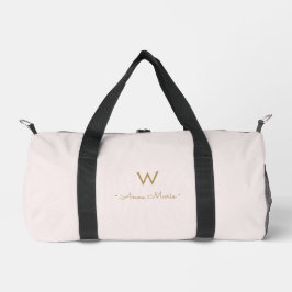 Bolso De Deporte Pequeño Monograma moderno en rosa dorado y letra script