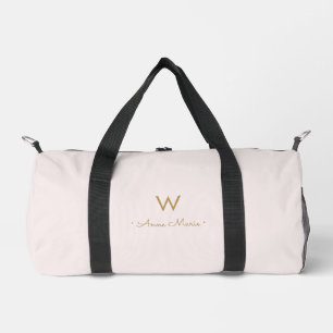Bolso De Deporte Pequeño Monograma moderno en rosa dorado y letra script