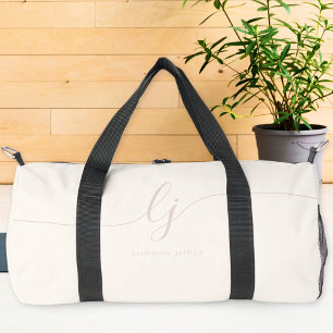 Bolso De Deporte Pequeño Monograma moderno escritura marfil-rosada con esti