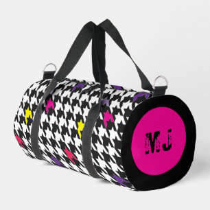 Bolso De Deporte Pequeño Monograma moderno Houndstoth rosa púrpura