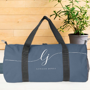Bolso De Deporte Pequeño Monograma moderno Navy con escritura azul blanco e