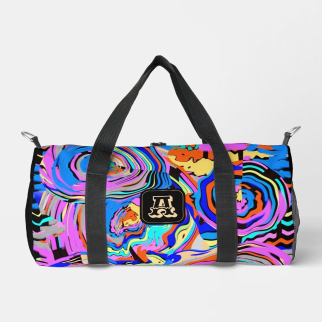 Bolso De Deporte Pequeño Monograma moderno Patrón Guay Yoga Deportes Viajes (Anverso)