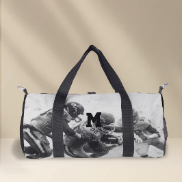 Bolso De Deporte Pequeño Monograma personalizado, fútbol blanco y negro