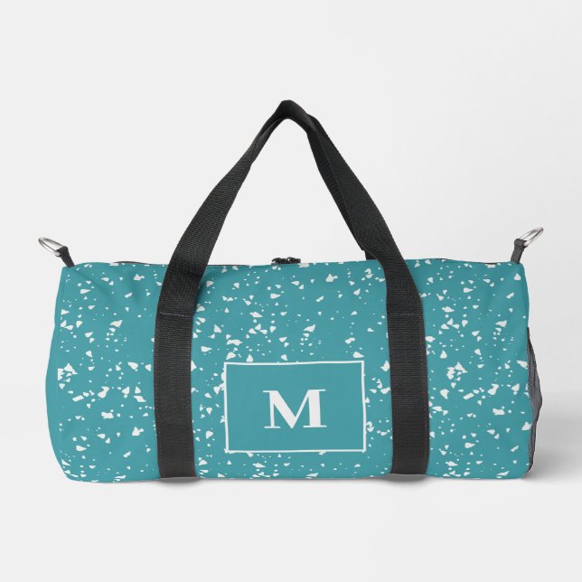 Bolso De Deporte Pequeño Monograma Personalizado Turquoise Terrazzo (Anverso)