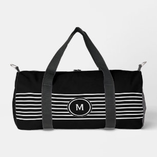 Bolso De Deporte Pequeño Monograma rayado negro y blanco