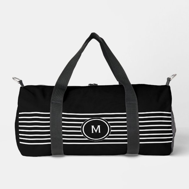 Bolso De Deporte Pequeño Monograma rayado negro y blanco (Anverso)