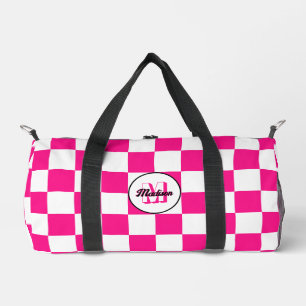 Bolso De Deporte Pequeño Monograma retro geométrico blanco rosado controlad
