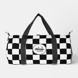 Bolso De Deporte Pequeño Monograma retro geométrico negro y blanco controla