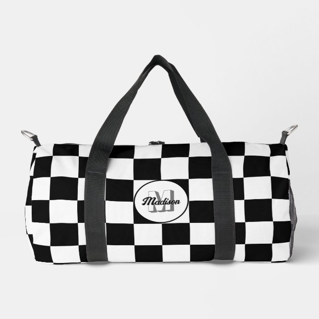 Bolso De Deporte Pequeño Monograma retro geométrico negro y blanco controla (Anverso)