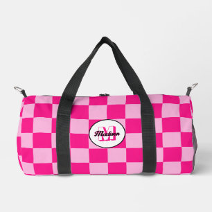 Bolso De Deporte Pequeño Monograma retro geométrico rosa cálido de luz cont