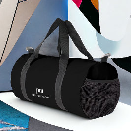 Bolso De Deporte Pequeño Monograma y nombre mínimo simple negro