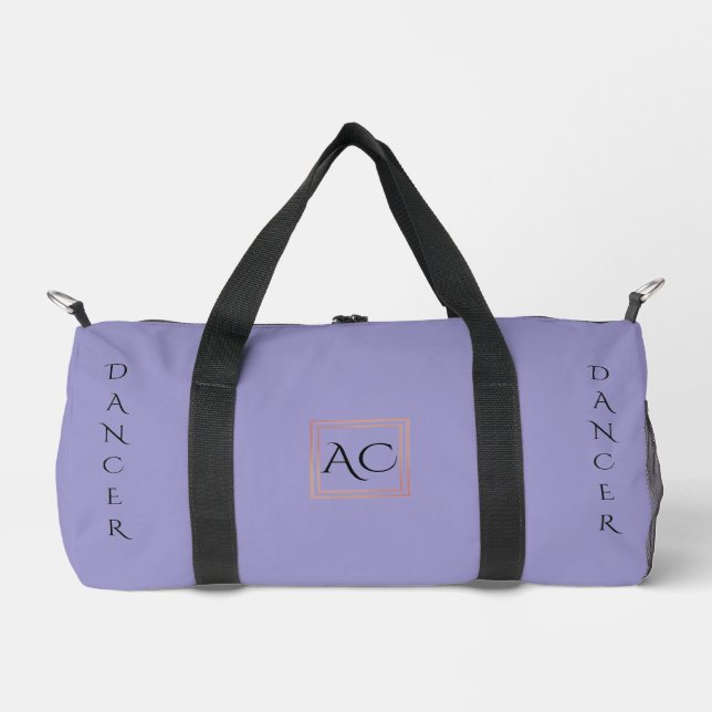 Bolso De Deporte Pequeño Monograma y nombre personalizado de lavanda minima (Anverso)
