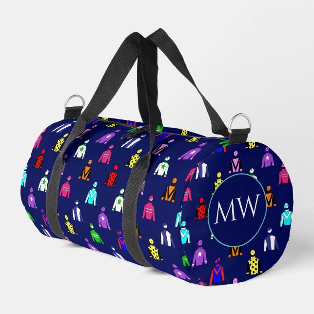 Bolso De Deporte Pequeño Monogramado en la Carreras de caballos Jockey Silk (Esquina izquierda)
