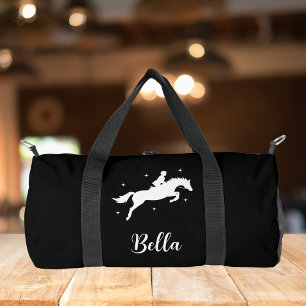 Bolso De Deporte Pequeño Montar a Caballo Ecuestre Moderno en Blanco y Negr
