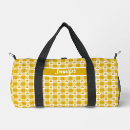 Bolso De Deporte Pequeño Mostaza Amarillo Cuadros Trébol de Cuatro Hojas Pe