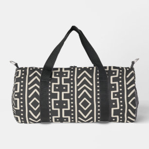 Bolso De Deporte Pequeño Mudcloth inspirado en marfil de carbón Tribal mo