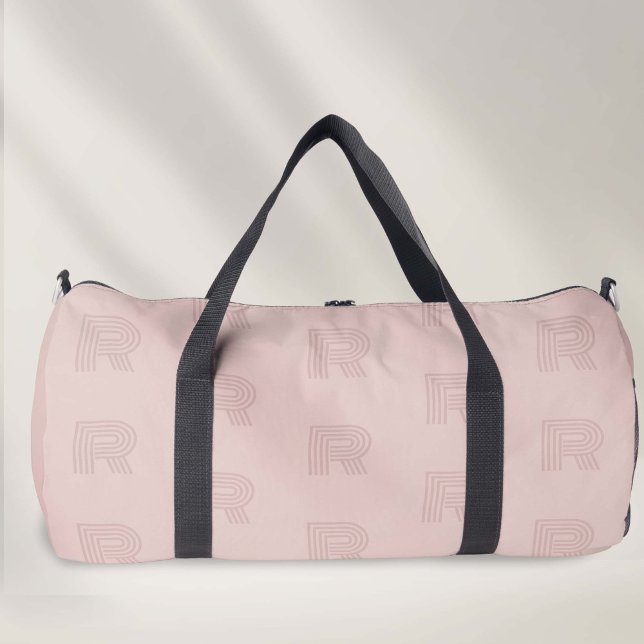 Bolso De Deporte Pequeño mujeres simples y modernas en monograma rosa (Pink monogram large duffel bag women's duffel bag.)
