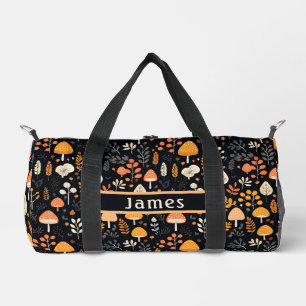 Bolso De Deporte Pequeño Mushroom Garden Black Duffel Bag