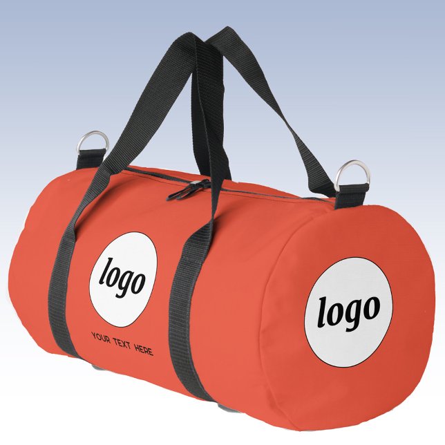 Bolso De Deporte Pequeño Naranja comercial promocional de texto con logotip (Logo with custom text business branding promotional duffel bag)