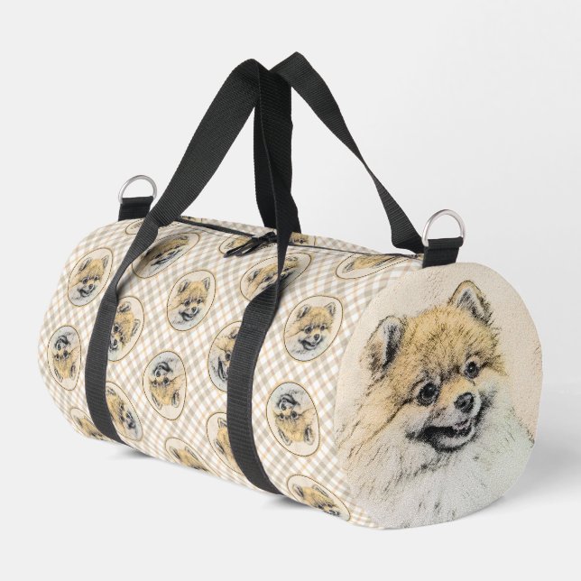 Bolso De Deporte Pequeño Naranja de pintura pomeraniano Pom Original Dog Ar (Esquina izquierda)