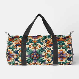 Bolso De Deporte Pequeño Naranja verde morado Azulejos portugueses mosaicos