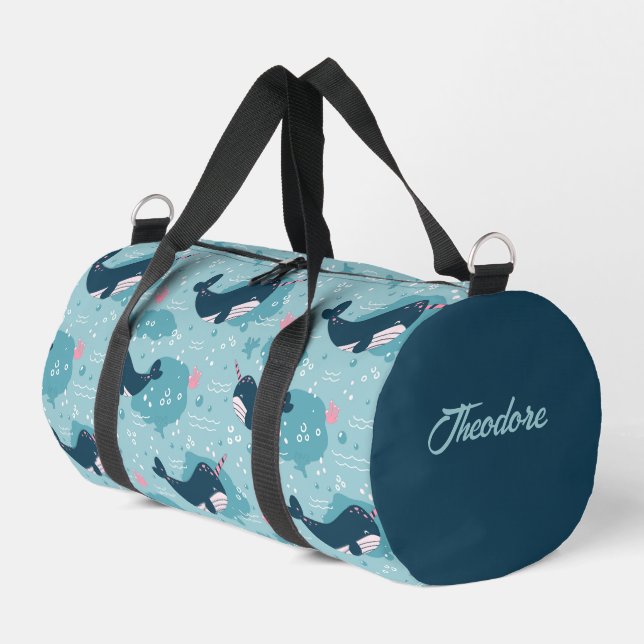 Bolso De Deporte Pequeño Narwhal Playtime personalizado (Esquina izquierda)