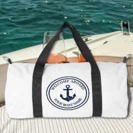 Bolso De Deporte Pequeño Nautical Modern Heart Anchor White & Navy
