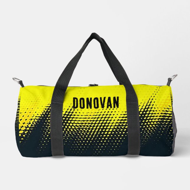 Bolso De Deporte Pequeño Negro y amarillo personalizado (Anverso)