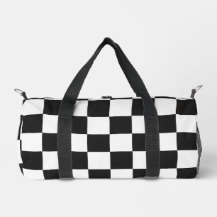 Bolso De Deporte Pequeño Negro y Blanco a Cuadros Clásico y Audaz