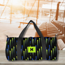 Bolso De Deporte Pequeño Neon Green Blue Abstract Geometric Gym Sports