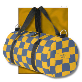 Bolso De Deporte Pequeño Nombre atemporal elegante amarillo y azul Check