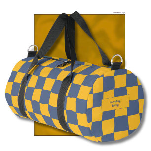 Bolso De Deporte Pequeño Nombre atemporal elegante amarillo y azul Check