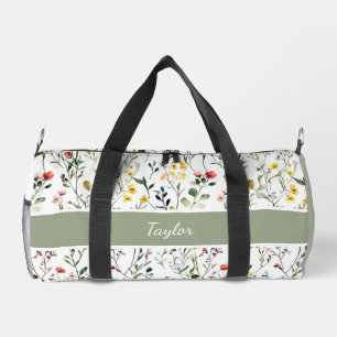 Bolso De Deporte Pequeño Nombre botánico de flor silvestre acuarela