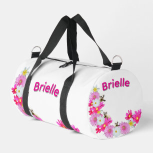 Bolso De Deporte Pequeño Nombre Brielle Con Bebés Suricatas Y Flores,