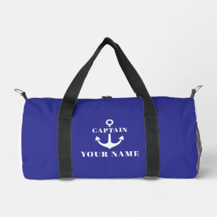 Bolso De Deporte Pequeño Nombre de Capitán Personalizado Ancla Azul