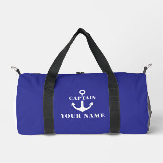 Bolso De Deporte Pequeño Nombre de Capitán Personalizado Ancla Azul