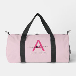 Bolso De Deporte Pequeño Nombre de monograma rosa caliente Chica Script Dep