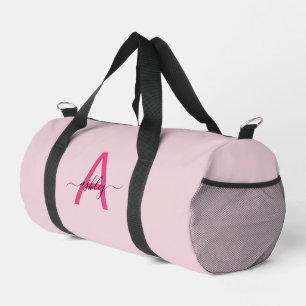 Bolso De Deporte Pequeño Nombre de monograma rosa caliente Chica Script Dep