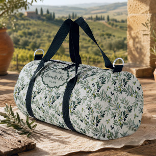 Bolso De Deporte Pequeño Nombre de olivo country francés acuarela verde sal