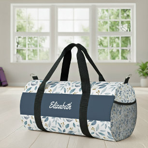 Bolso De Deporte Pequeño Nombre de patrón botánico acuarela azul