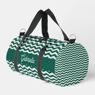 Bolso De Deporte Pequeño nombre de patrón de franja zig zag Chevron Verde T