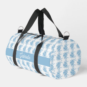 Bolso De Deporte Pequeño Nombre de patrón floral de Toile Francés Azul