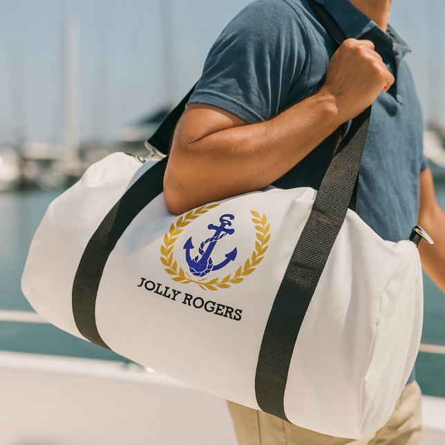 Bolso De Deporte Pequeño Nombre del barco del ancla náutica personalizado (Custom Nautical Anchor Boat Name Duffle Bag)