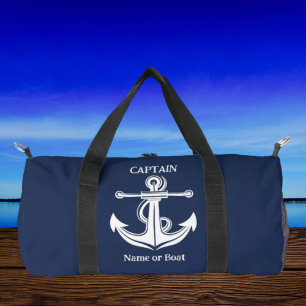 Bolso De Deporte Pequeño Nombre del barco náutico del capitán azul de la ma