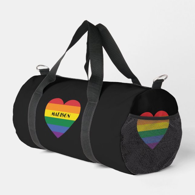 Bolso De Deporte Pequeño Nombre personalizado Amor arcoiris (Esquina derecha)