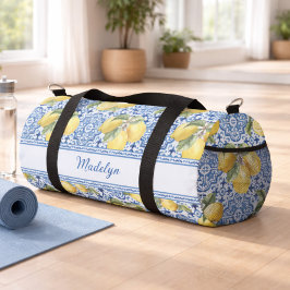 Bolso De Deporte Pequeño Nombre Personalizado Baldosa Azul Mediterráneo Lim