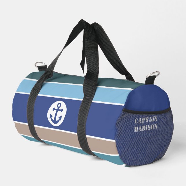 Bolso De Deporte Pequeño Nombre personalizado Bandas náuticas (Esquina derecha)