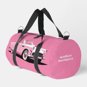 Bolso De Deporte Pequeño Nombre personalizado Coche clásico rosado