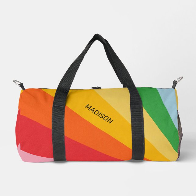 Bolso De Deporte Pequeño Nombre personalizado Colores arcoiris (Anverso)