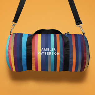 Bolso De Deporte Pequeño Nombre personalizado del patrón de franja colorida